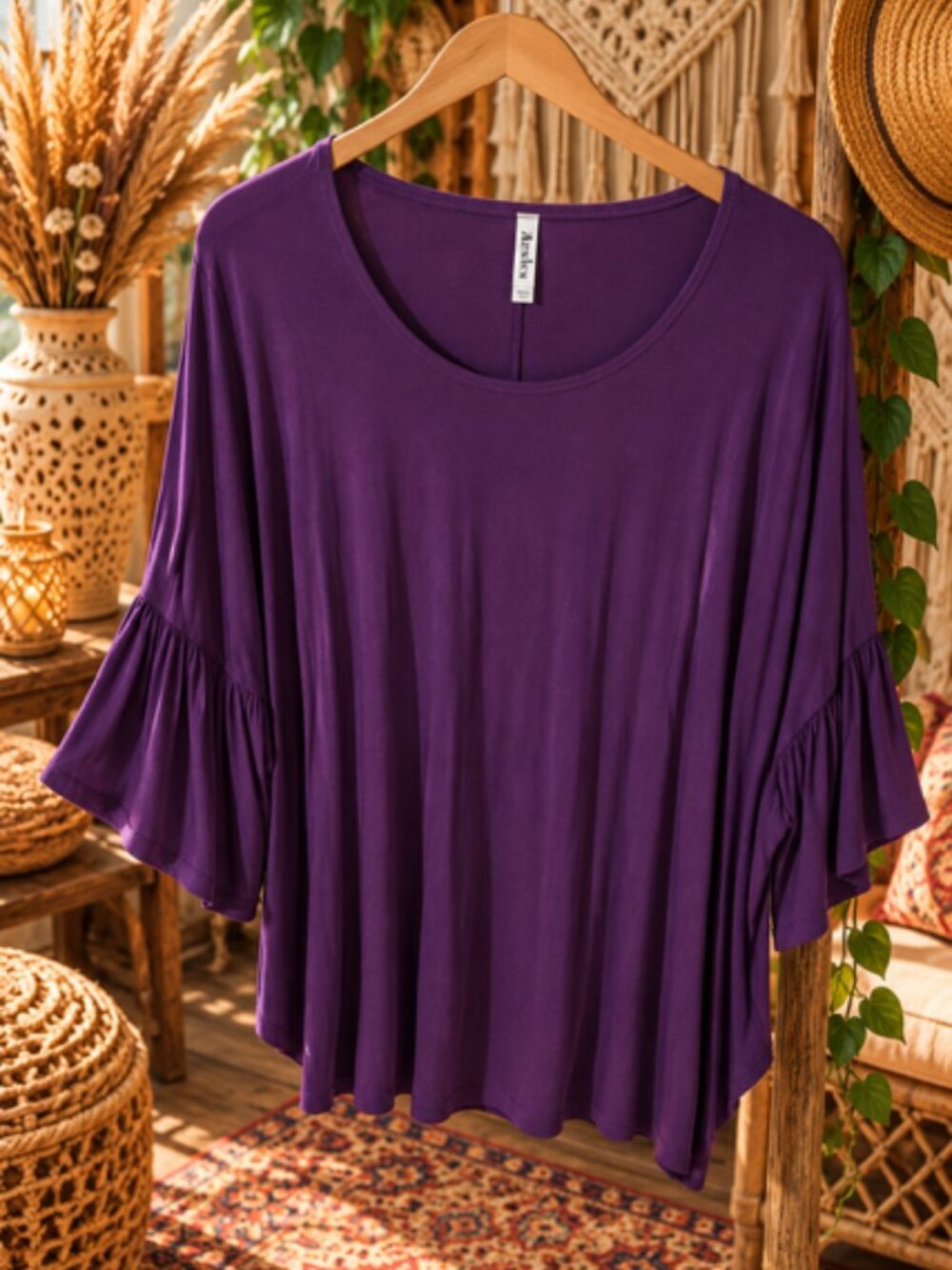 Purple Bell Sleeve Top